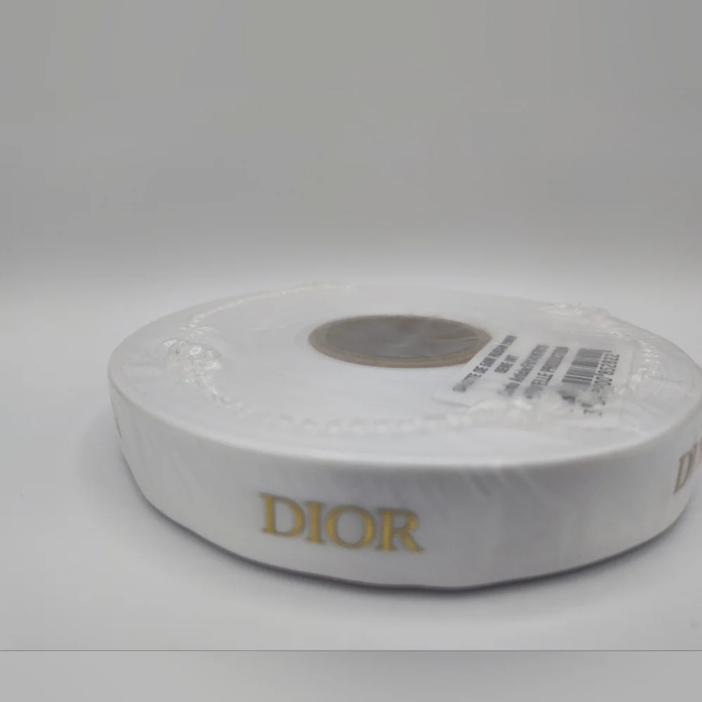 DIOR White Satin Ribbon Six (6) Yards Gold Logo Luxury Boutique Gifting DIY